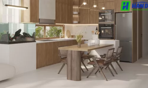 Dự Án Thiết Kế Bếp Mở Liền Phòng Khách Sang Trọng