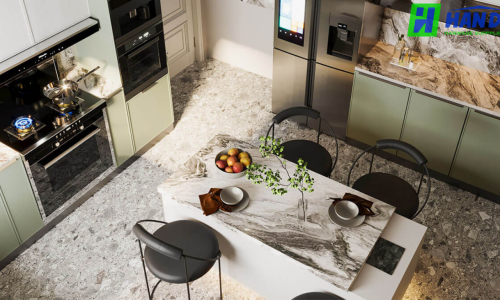 Thi công bếp Modern Classic cho căn hộ cao cấp tại Hà Nội