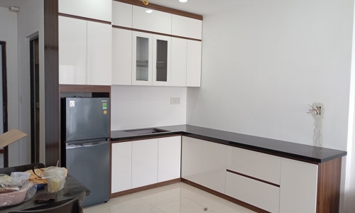 Dự Án Tủ Bếp Tone Trắng Phối Gỗ