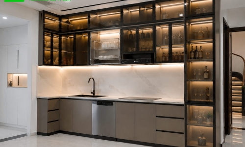 Thi Công Tủ Bếp Hợp Kim Nhôm Cánh Kính Trọn Gói Từ A Đến Z