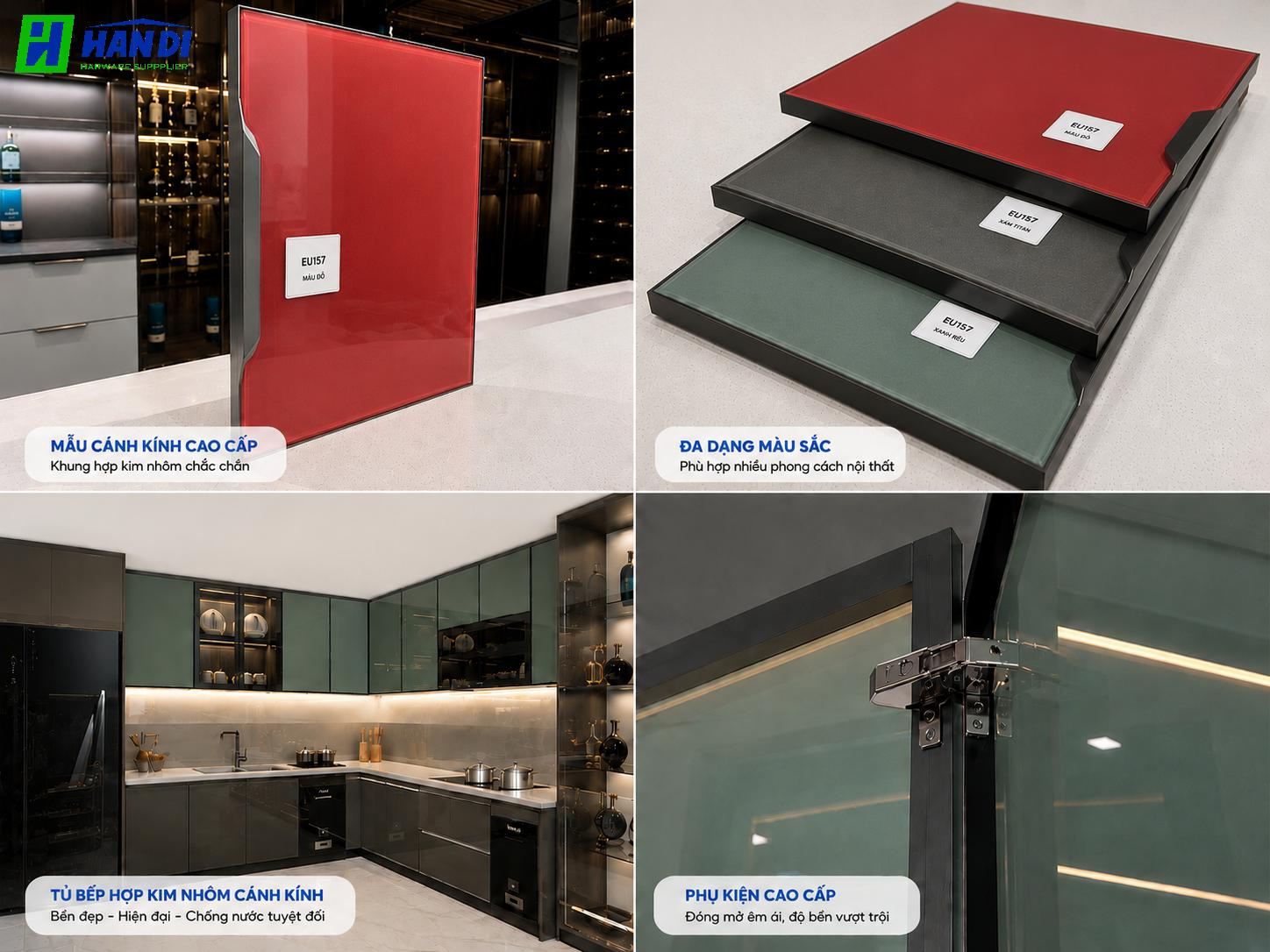 Tủ Bếp Hợp Kim Nhôm Cánh Kính