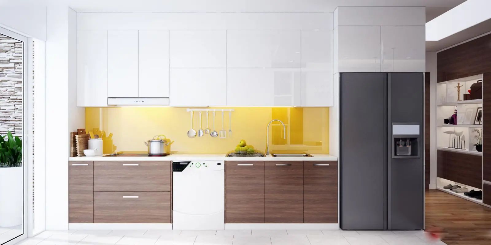 Mẫu thiết kế tủ bếp chữ I nhỏ gọn tối ưu diện tích cho căn hộ chung cư