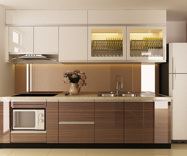 Mẫu tủ bếp gỗ MDF chống ẩm An Cường cao cấp phong cách hiện đại