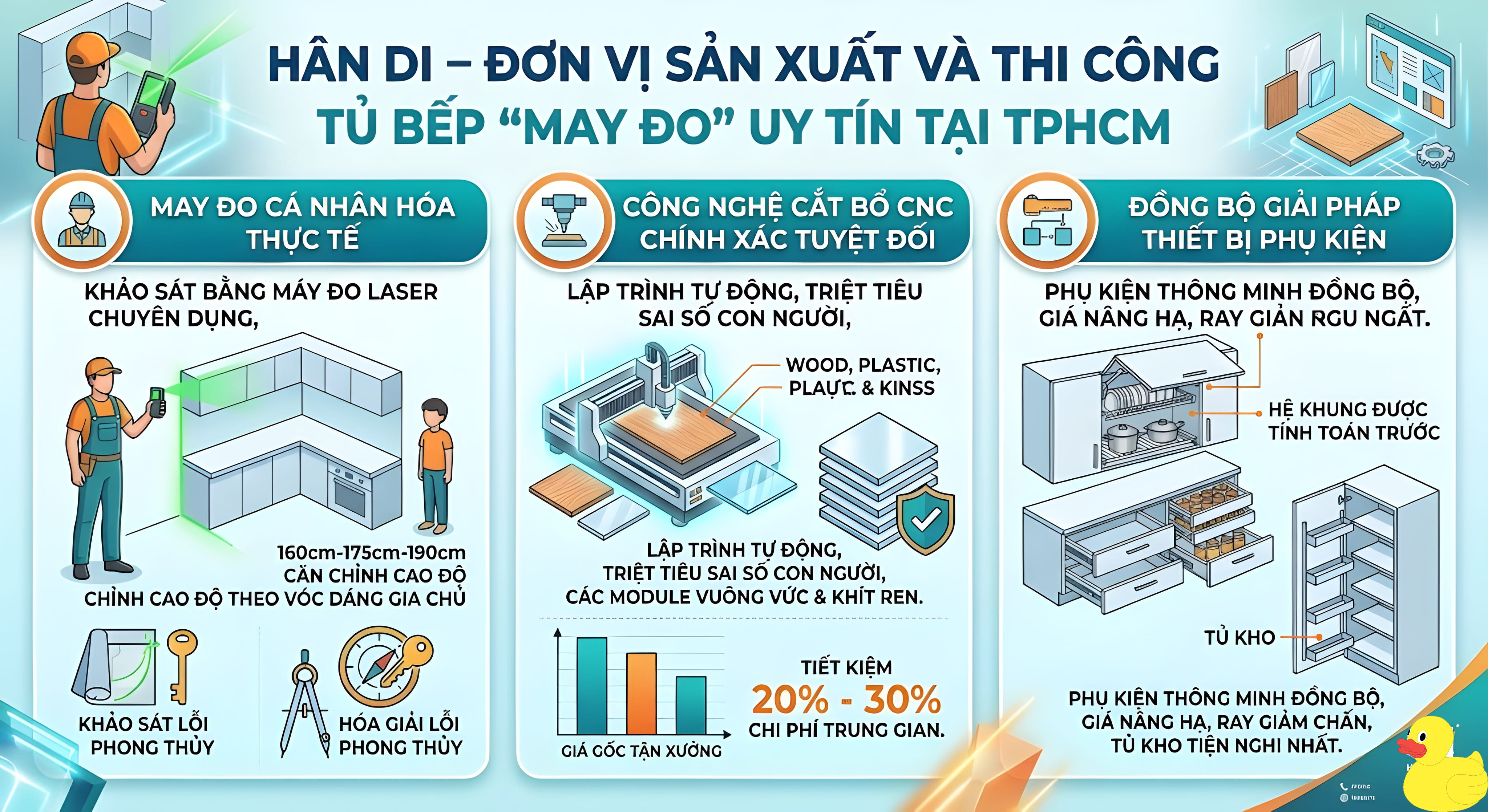 Hân Di – Đơn vị sản xuất và thi công tủ bếp 