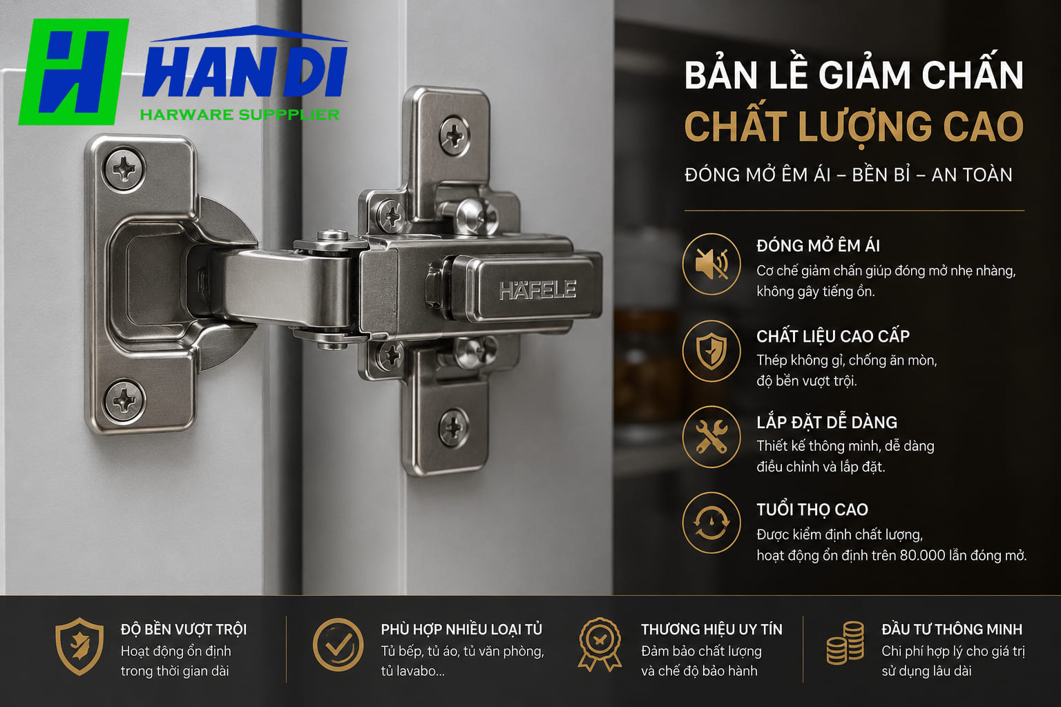 Bản lề giảm chấn Handi