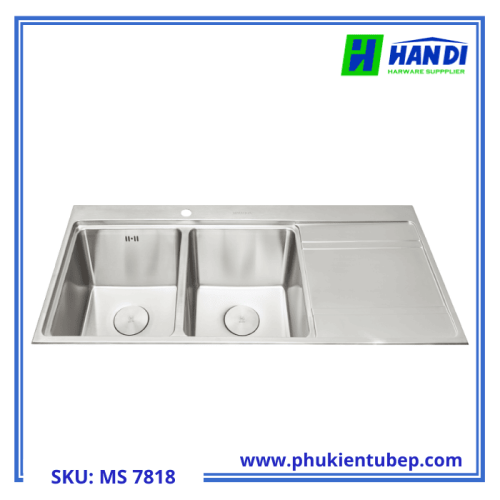 Chậu rửa chén 2 hố inox 304 MALLOCA MS 7818 thương hiệu MALLOCA