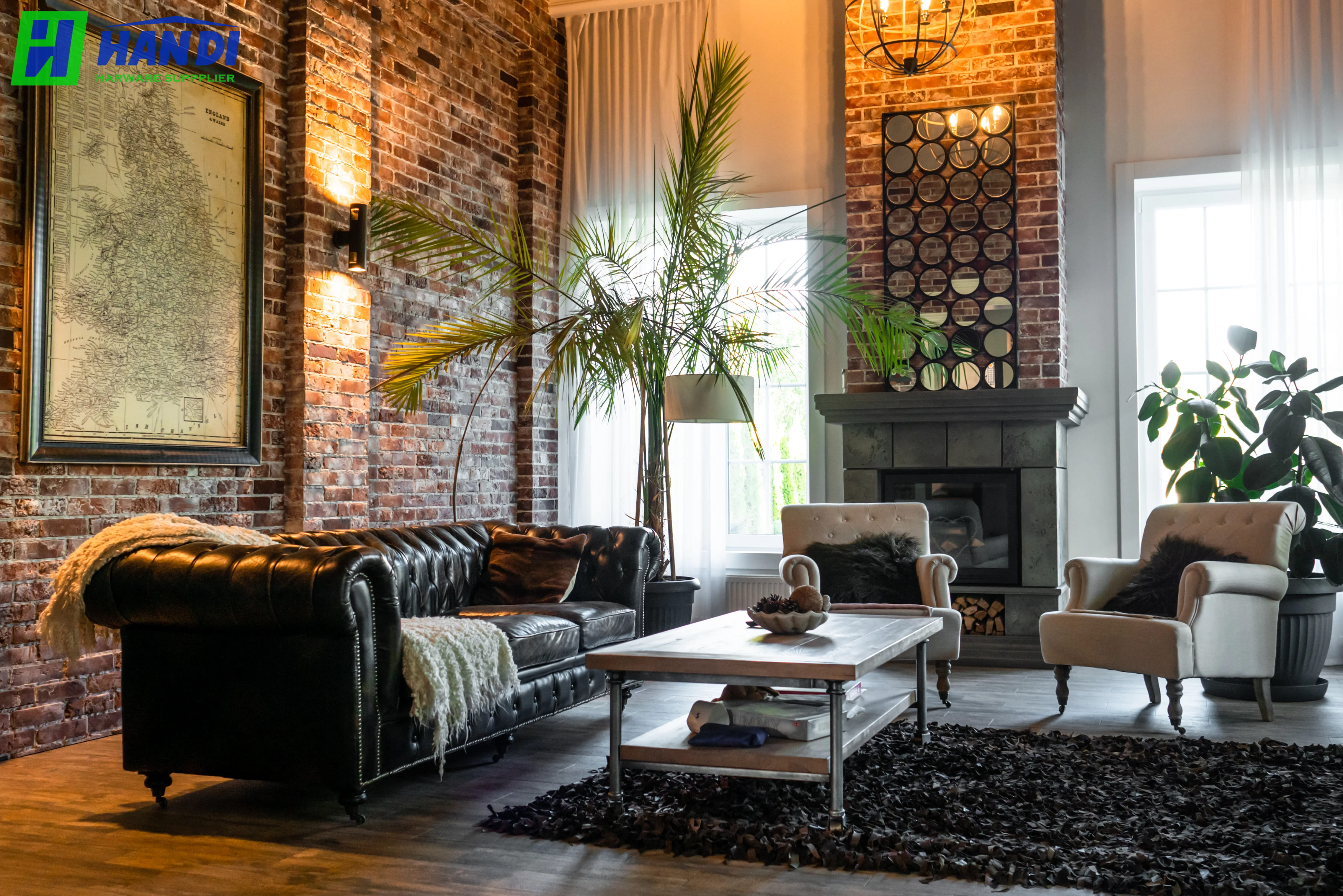 Thiết kế thi công nội thất phòng khách Shophouse Metropole Thủ Thiêm phong cách Industrial cá tính từ Cung ứng Nội thất Hân Di.