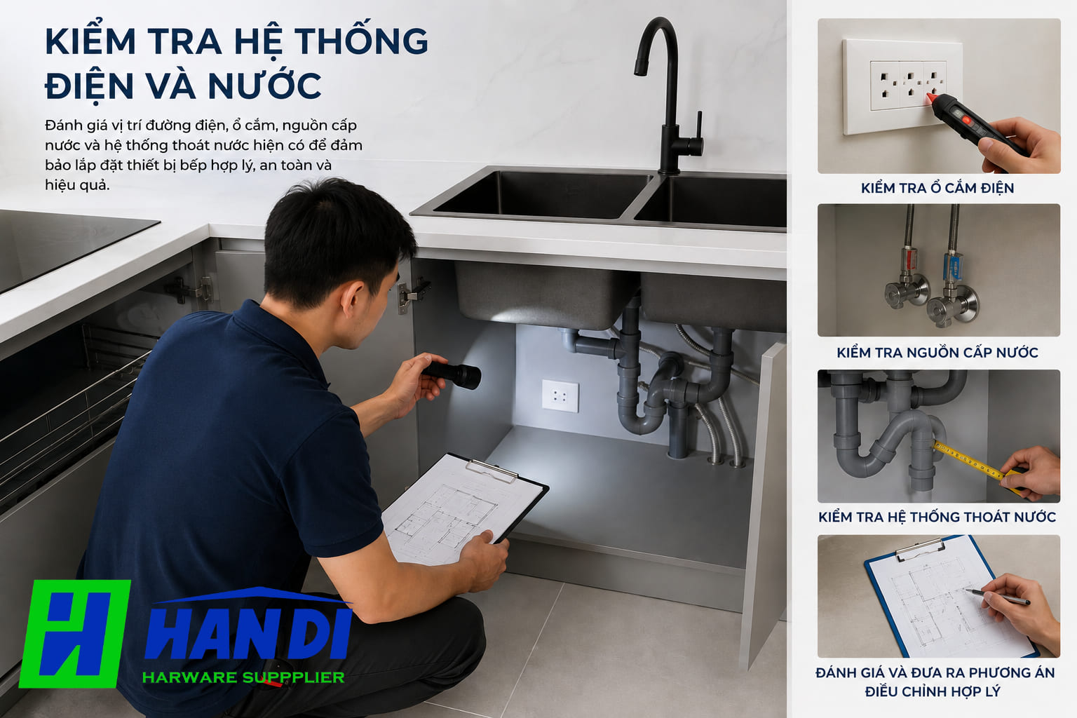 Tư vấn bố trí công năng sau khi khảo sát hiện trạng tủ bếp