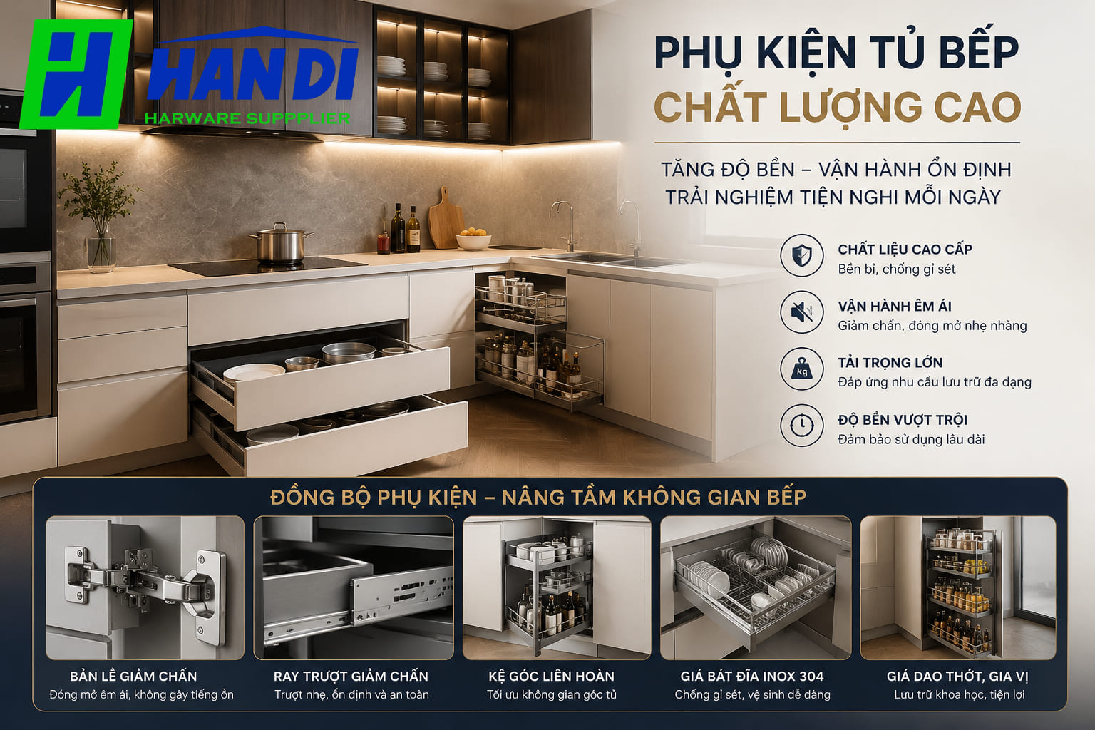 Phụ kiện tủ bếp chất lượng cao 