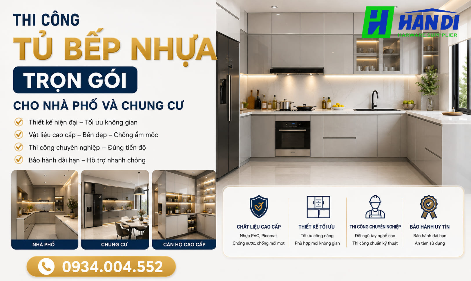 Thi Công Tủ Bếp Nhựa Trọn Gói