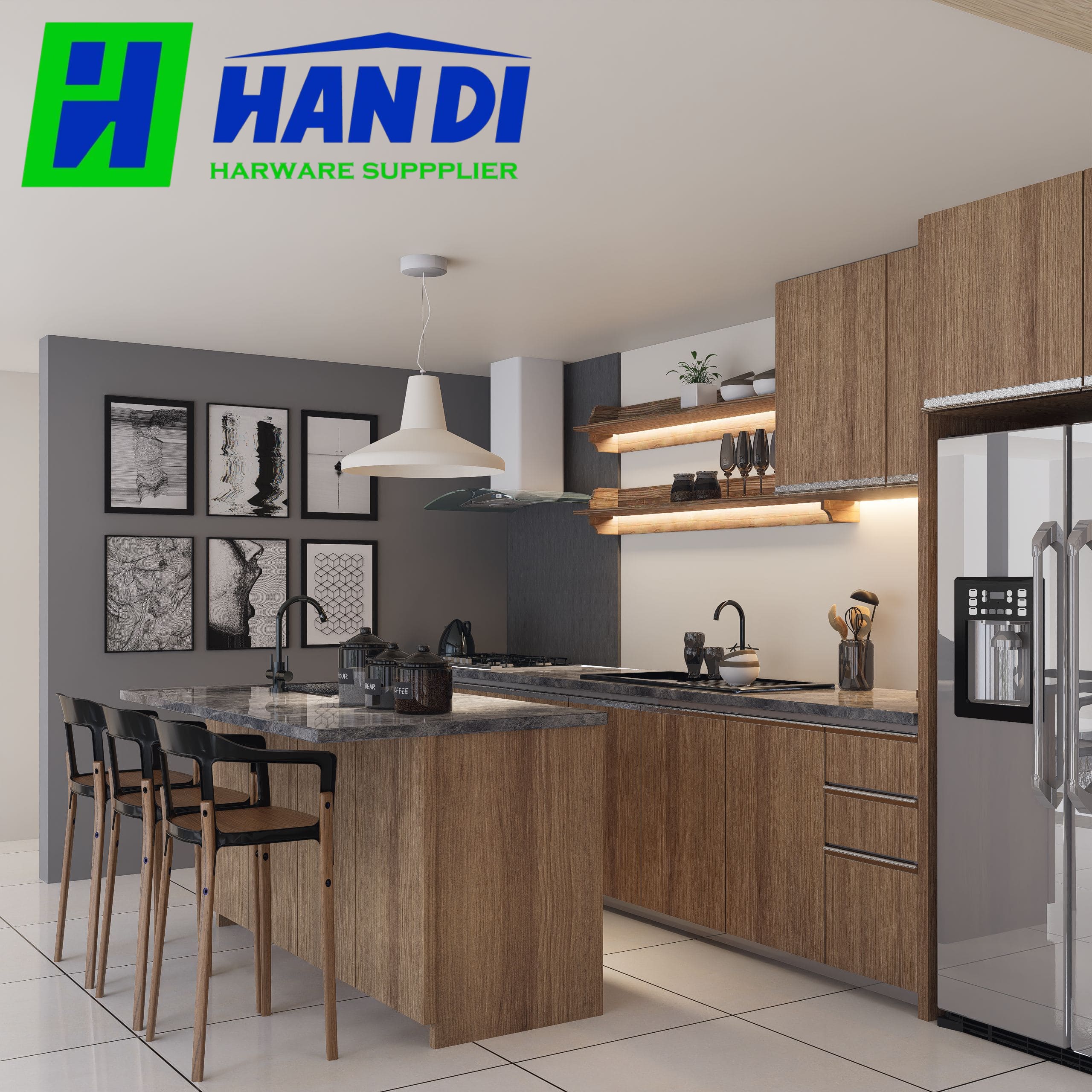Thiết kế tủ bếp nhựa kết hợp bàn đảo hiện đại và tiện nghi