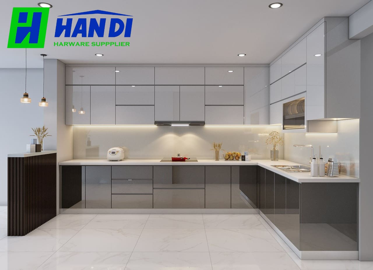 Thiết kế tủ bếp nhựa kịch trần hiện đại