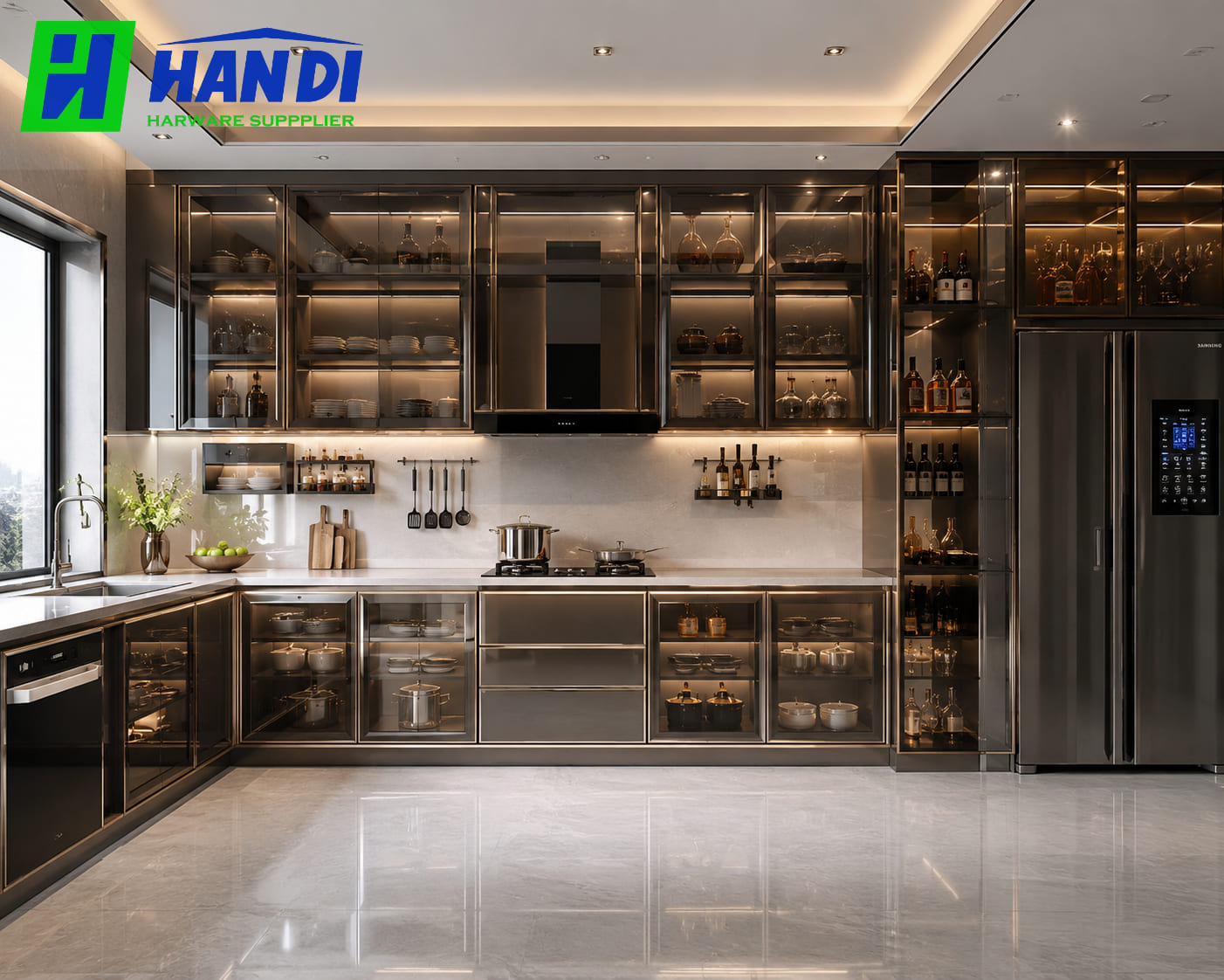 Tủ Bếp Inox Cánh Kính - CÔNG TY TNHH CUNG ỨNG NỘI THẤT HÂN DI