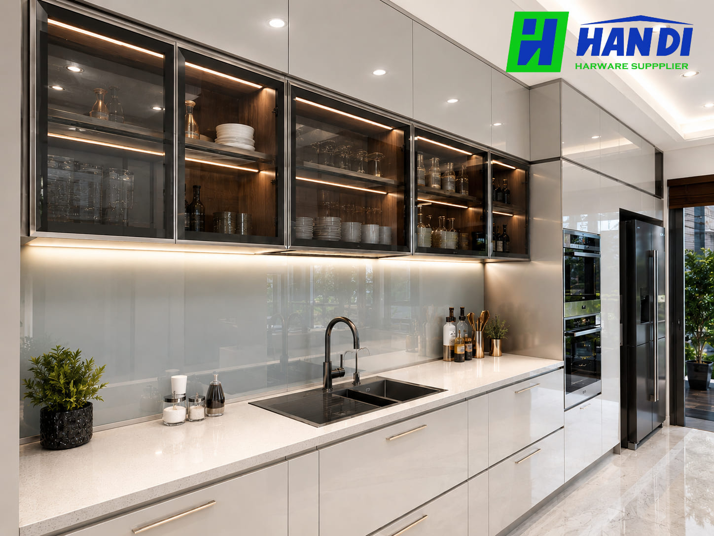 Tủ bếp inox cánh kính - CÔNG TY TNHH CUNG ỨNG NỘI THẤT HÂN DI