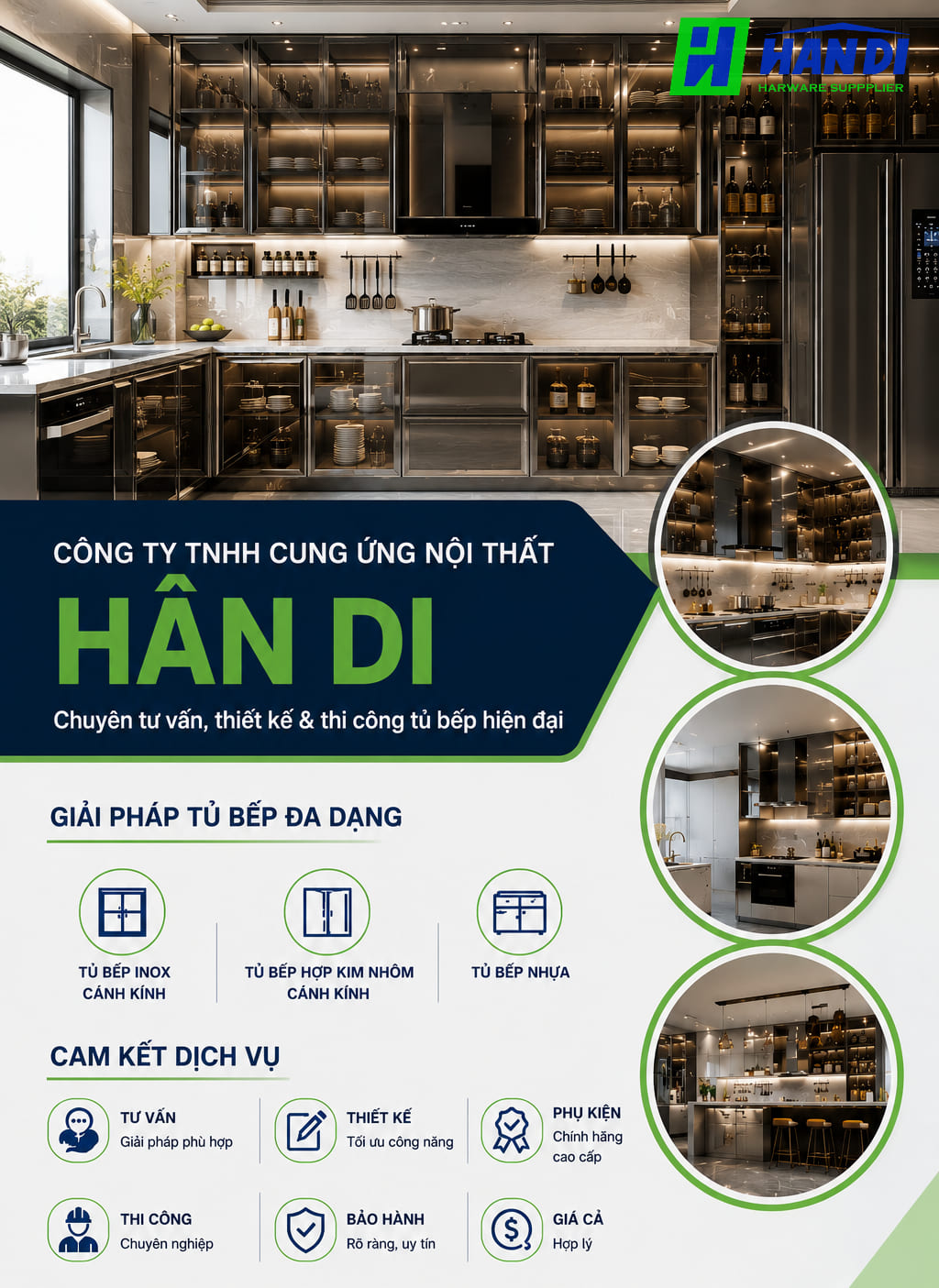 Tủ Bếp Inox Cánh Kính - CÔNG TY TNHH CUNG ỨNG NỘI THẤT HÂN DI