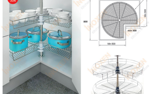 Tìm hiểu về mâm xoay góc chữ L và góc chữ U cho tủ bếp dưới.