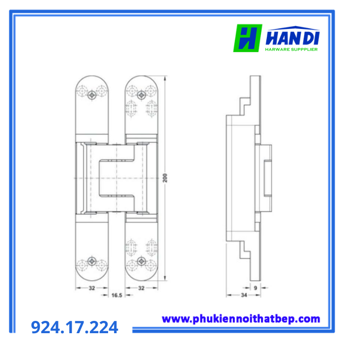 Bản lề âm TE540 3D, SN HAFELE 924.17.224