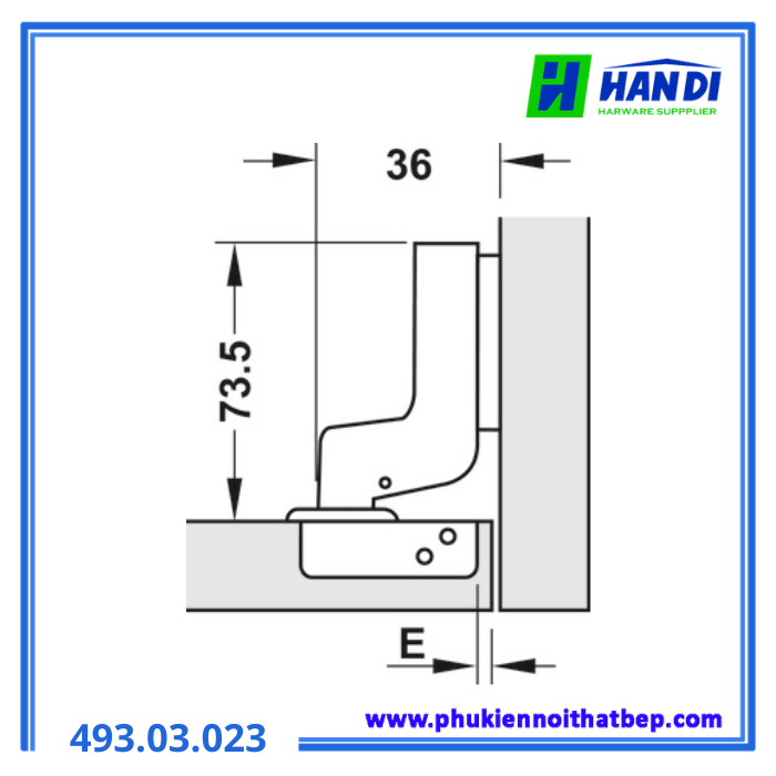 Bản lề DIY gài giảm chấn lọt lòng HAFELE 493.03.023