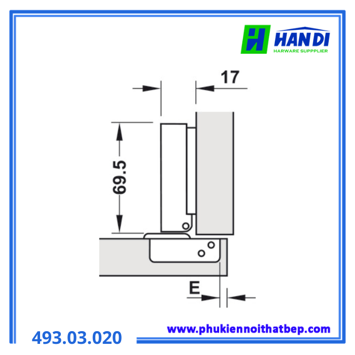 Bản lề DIY gài giảm chấn trùm ngoài HAFELE 493.03.020