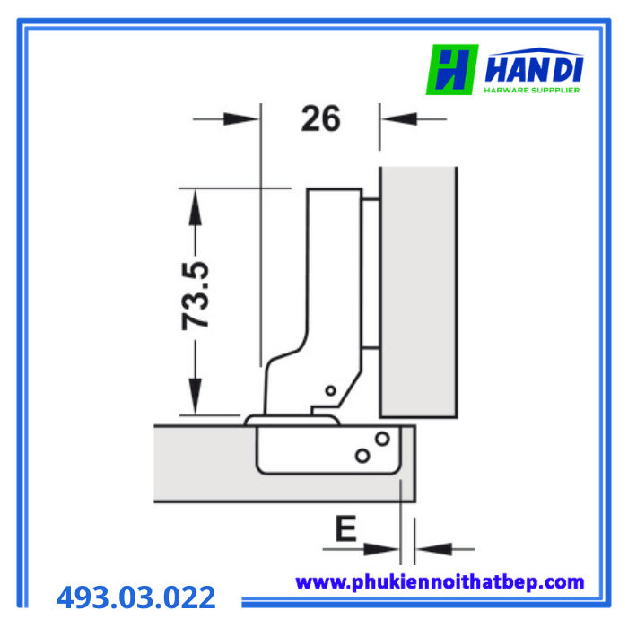 Bản lề DIY gài giảm chấn trùm nửa HAFELE 493.03.022
