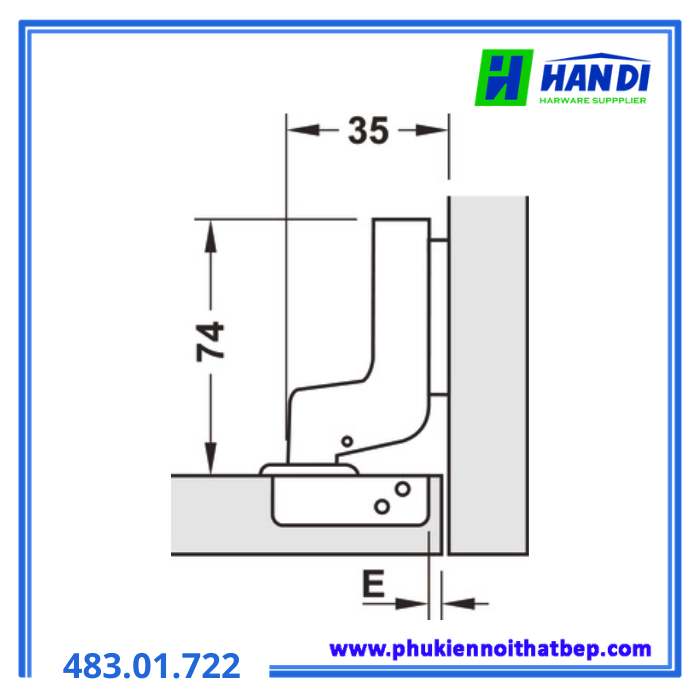 Bản lề DIY inox lọt lòng HAFELE 483.01.722