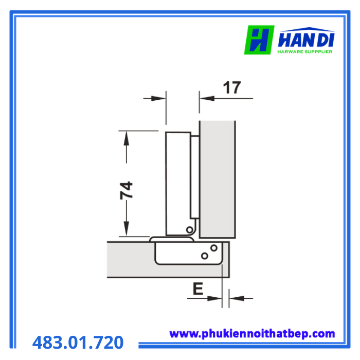 Bản lề DIY inox trùm ngoài HAFELE 483.01.720