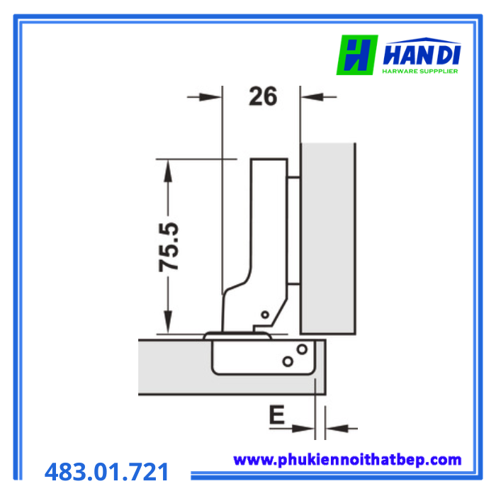 Bản lề DIY inox trùm nửa HAFELE 483.01.721