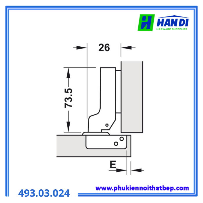 Bản lề DIY trượt giảm chấn trùm nửa HAFELE 493.03.024