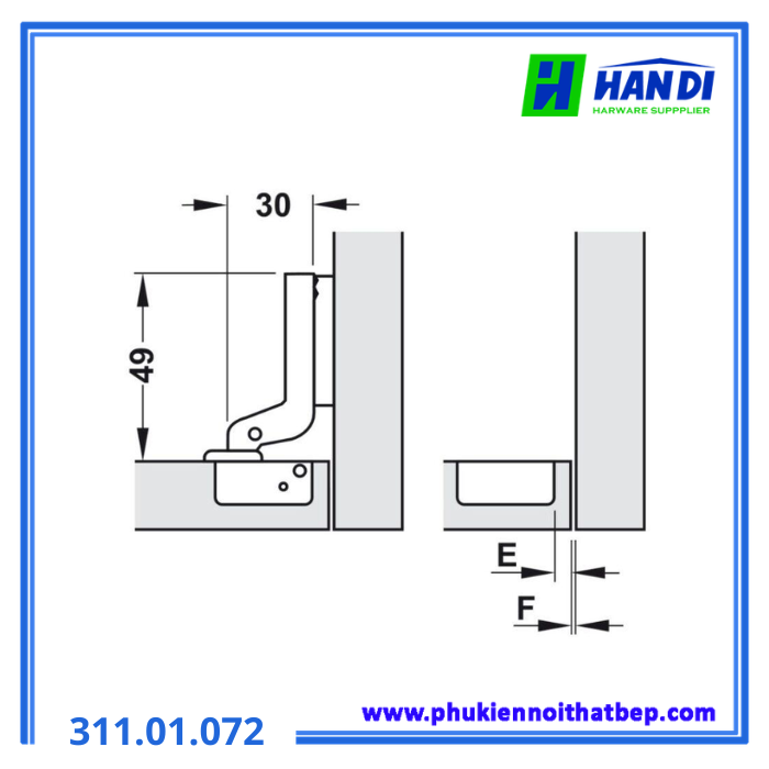 Bản lề Metalla Mini lọt lòng HAFELE 311.01.072