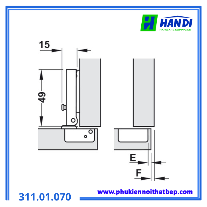 Bản lề Metalla Mini trùm ngoài HAFELE 311.01.070