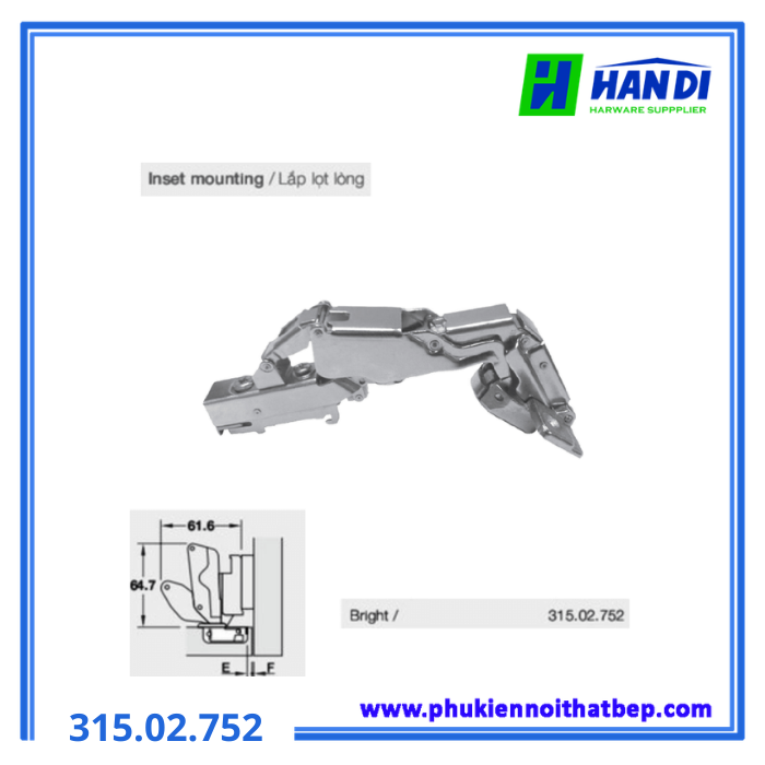 Bản lề Metalla SM 165 độ lọt lòng HAFELE 315.02.752