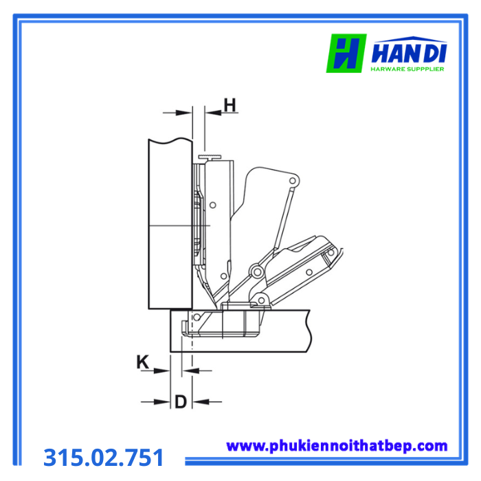 Bản lề Metalla SM 165 độ trùm nửa HAFELE 315.02.751
