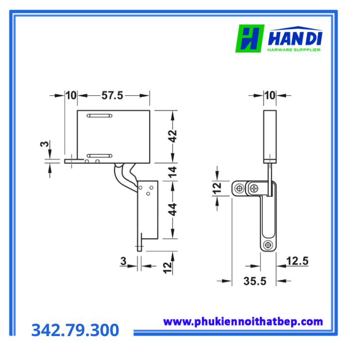 Bản lề âm 3 chiều màu đen HAFELE 342.79.300