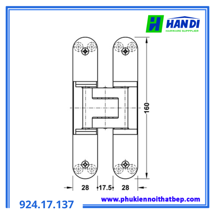 Bản lề âm TE 340 3D, ĐEN HAFELE 924.17.137