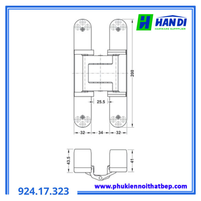 Bản lề âm TE540 3D A8 SC HAFELE 924.17.323
