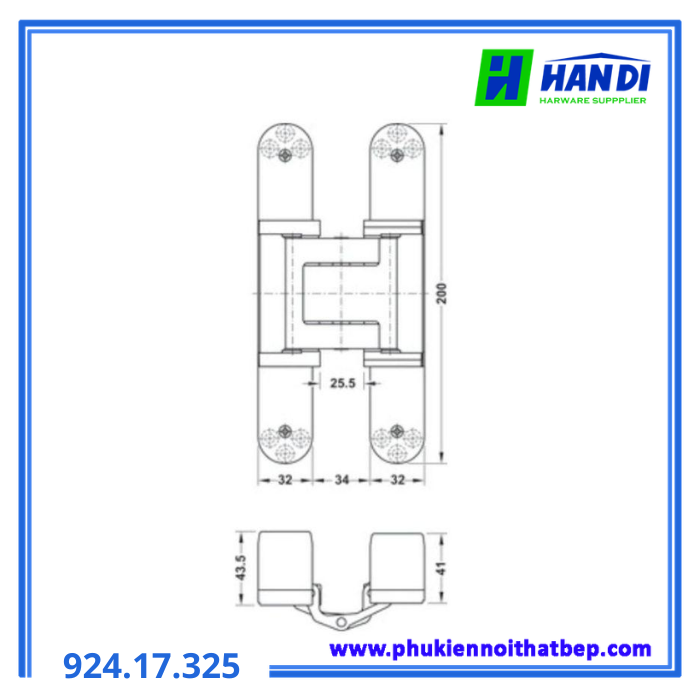 Bản lề âm TE540 3D A8 SSS HAFELE 924.17.325
