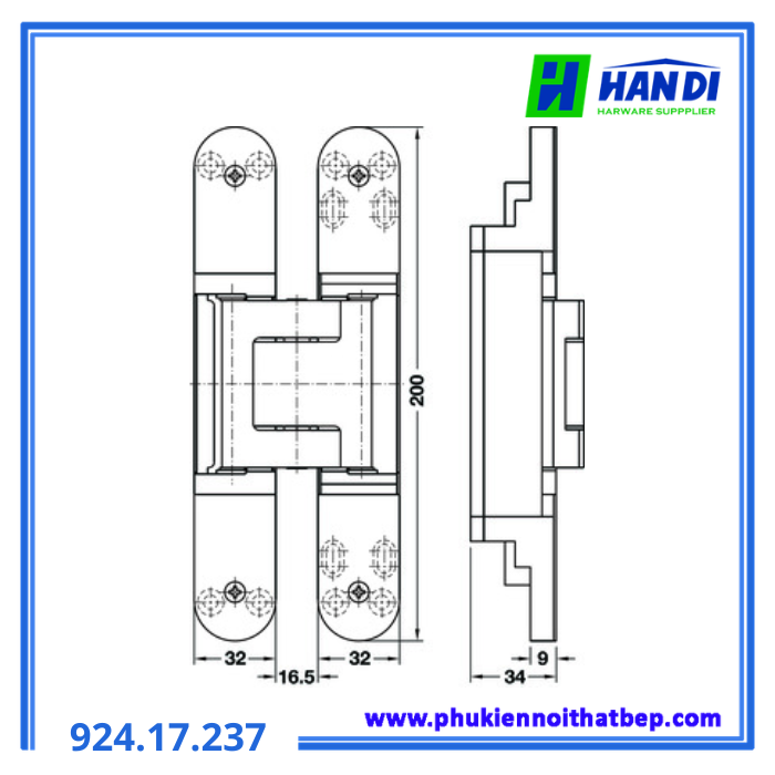 Bản lề âm TE 540 3D, đen HAFELE 924.17.237
