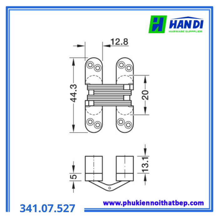 Bản lề âm cho cửa gỗ dày 19 - 24mm HAFELE 341.07.527