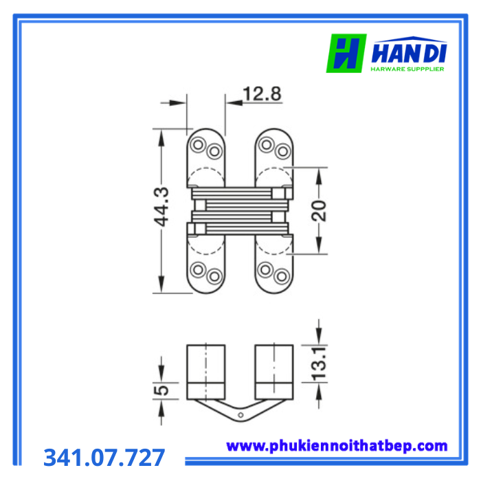 Bản lề âm cho cửa gỗ dày 19 - 24mm HAFELE 341.07.727