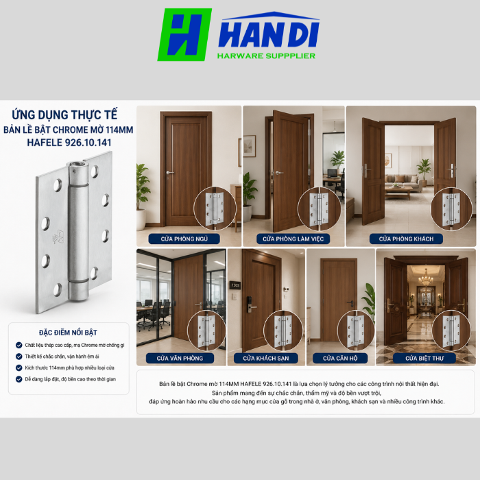 bản lề bật Chrome Mờ 114MM HAFELE 926.10.141