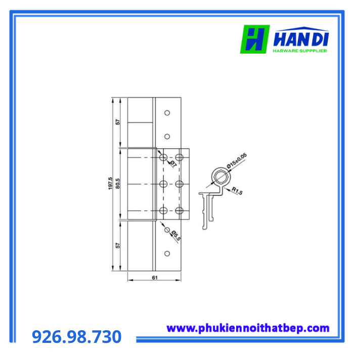 Bản lề cánh khung anod đen HAFELE 926.98.730