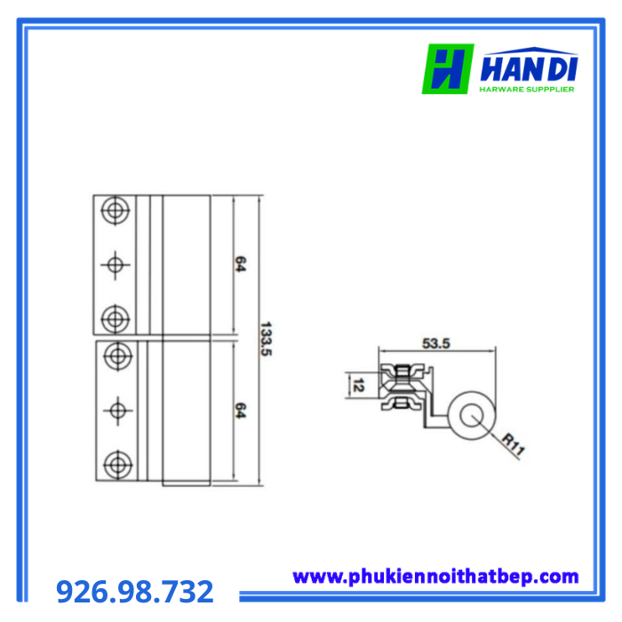 Bản lề cánh - khung rãnh EU đen HAFELE 926.98.732