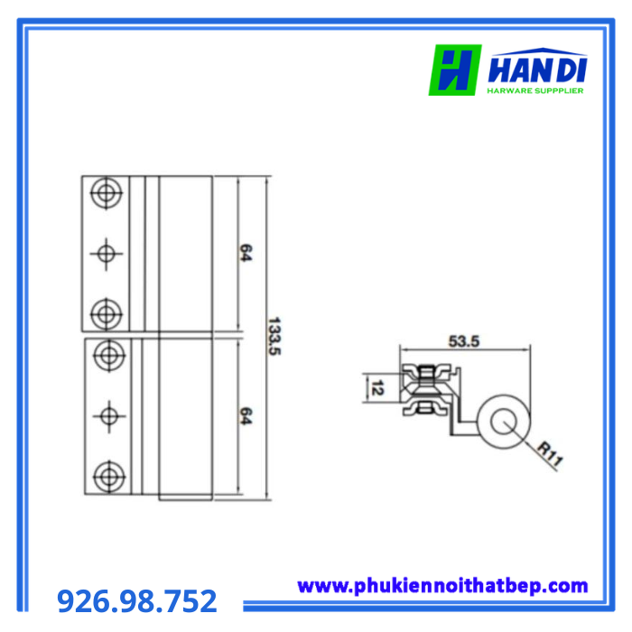 Bản lề cánh khung rãnh Euro màu xám HAFELE 926.98.752
