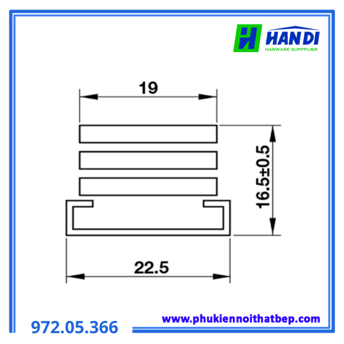Bản lề chữ A 16", góc mở 25/30 độ HAFELE 972.05.366