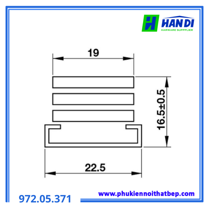Bản lề chữ A trái 12", góc mở 45/82 độ HAFELE 972.05.371