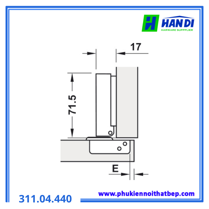 Bản lề gài Mini trùm ngoài 95 độ HAFELE 311.04.440