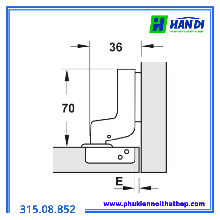 Bản lề giảm chấn gỗ dày lọt lòng HAFELE 315.08.852