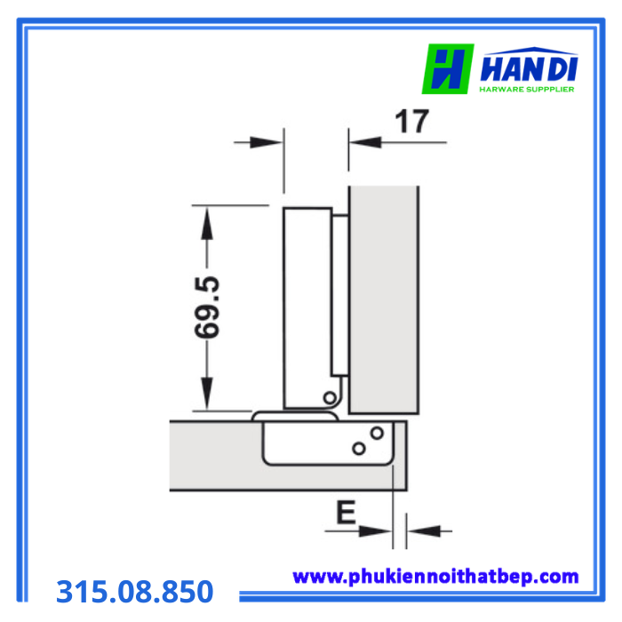 Bản lề giảm chấn gỗ dày trùm ngoài HAFELE 315.08.850