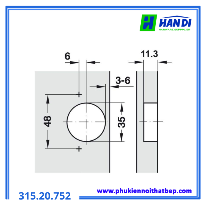 Bản lề giảm chấn lọt lòng màu đen HAFELE 315.20.752