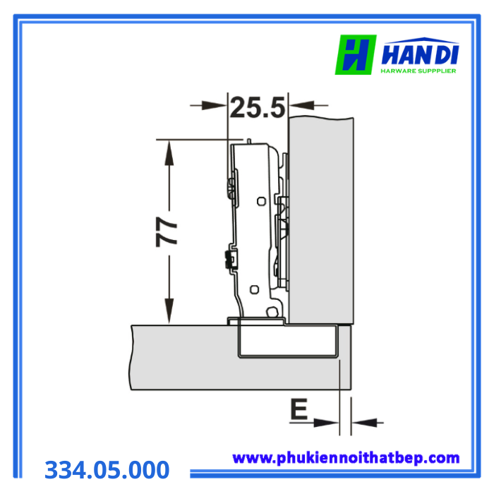 Bản lề giảm chấn trùm ngoài inox gỗ dày HAFELE 334.05.000